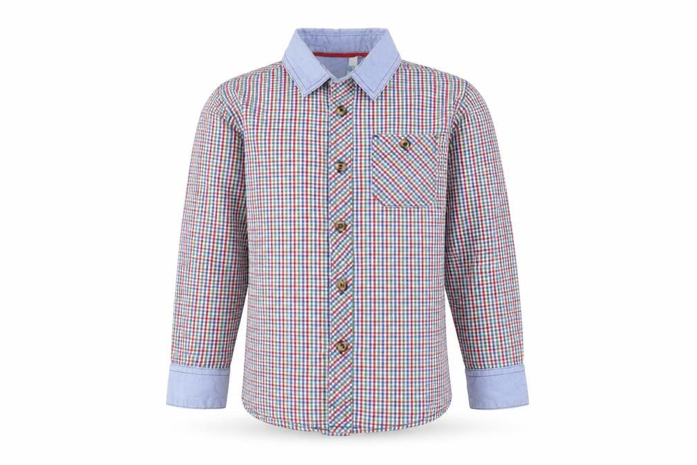 John Lewis Boys Blue Plaid  Basic Button-Up Size 6 Years