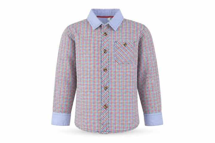 John Lewis Boys Blue Plaid  Basic Button-Up Size 6 Years