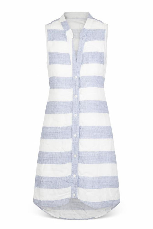 Front view of Rosebullet women’s blue striped a-line, size UK 6