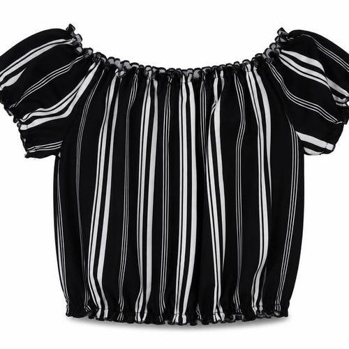New Look Girls Black Striped  Basic Blouse Size 12 Years
