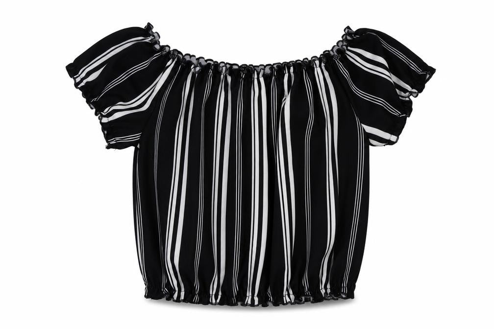 New Look Girls Black Striped  Basic Blouse Size 12 Years