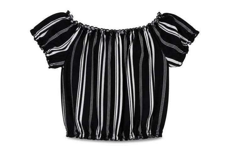 New Look Girls Black Striped  Basic Blouse Size 12 Years