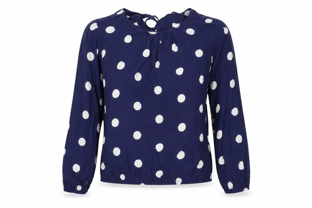 Billie & Blossom Womens Blue Polka Dot  Basic Blouse Size 8