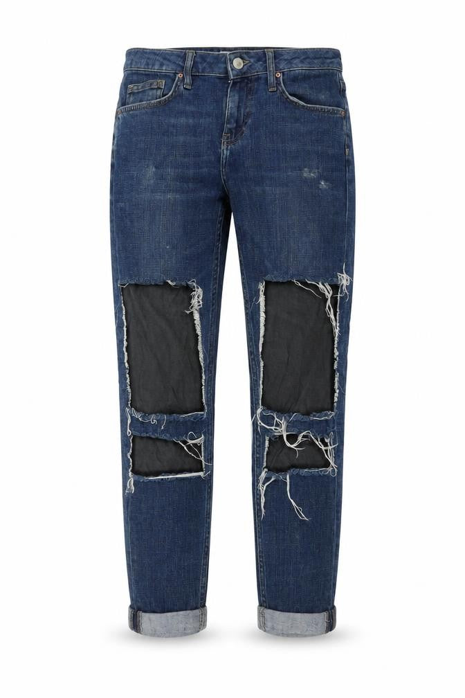 Topshop Womens Blue   Skinny Jeans Size 25 in L32 in - DISTRESSED
