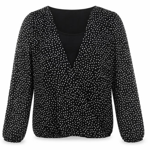 George Womens Black Geometric  Basic Blouse Size 8