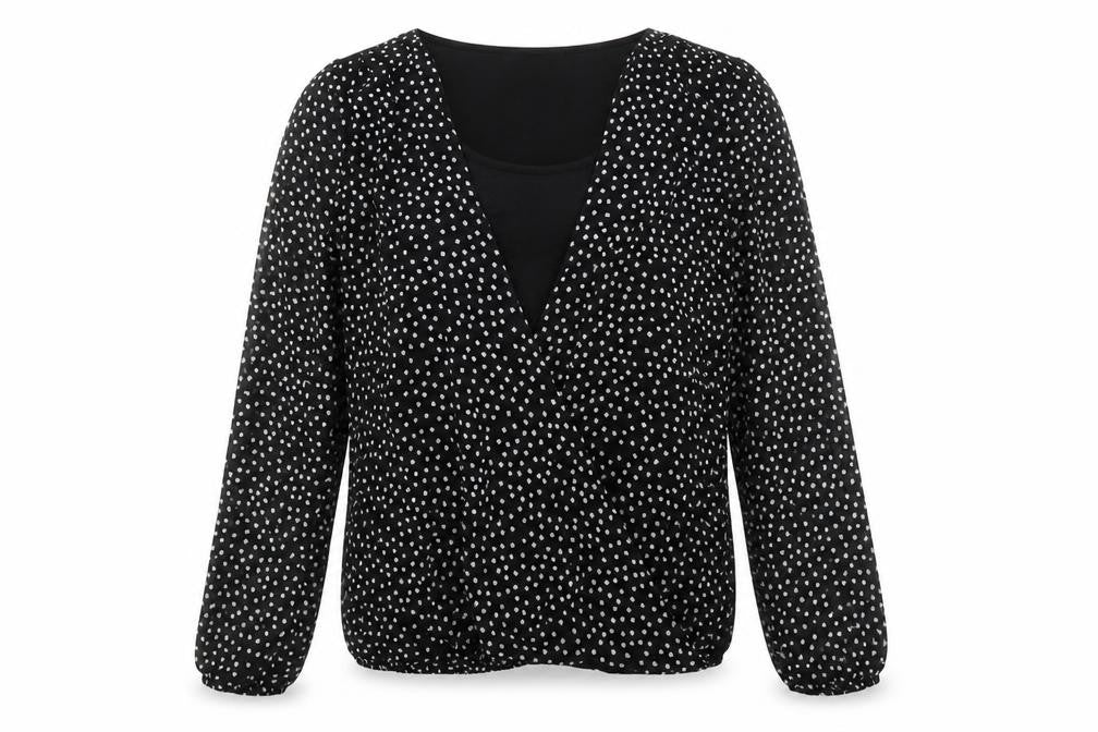 George Womens Black Geometric  Basic Blouse Size 8