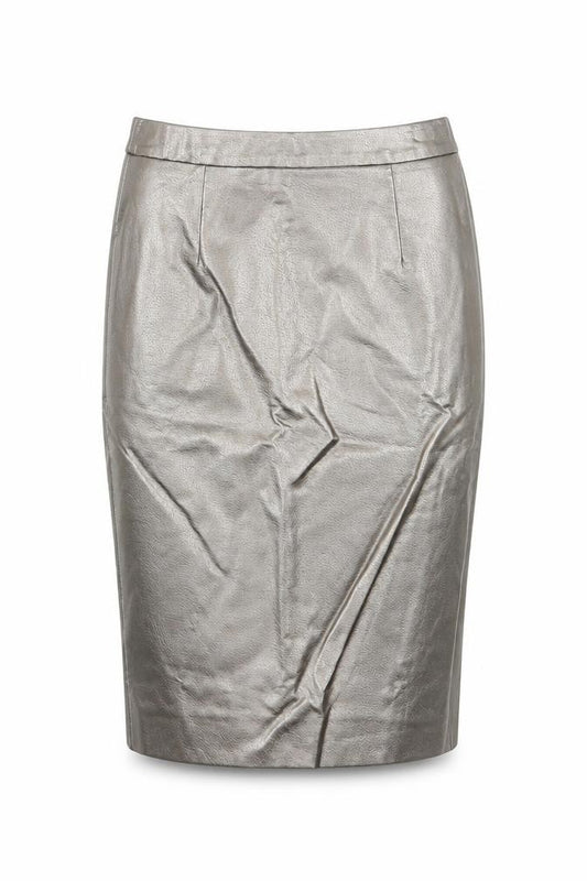 Front view of ESMARA women’s brown straight & pencil skirt, size UK 8, - leather effect