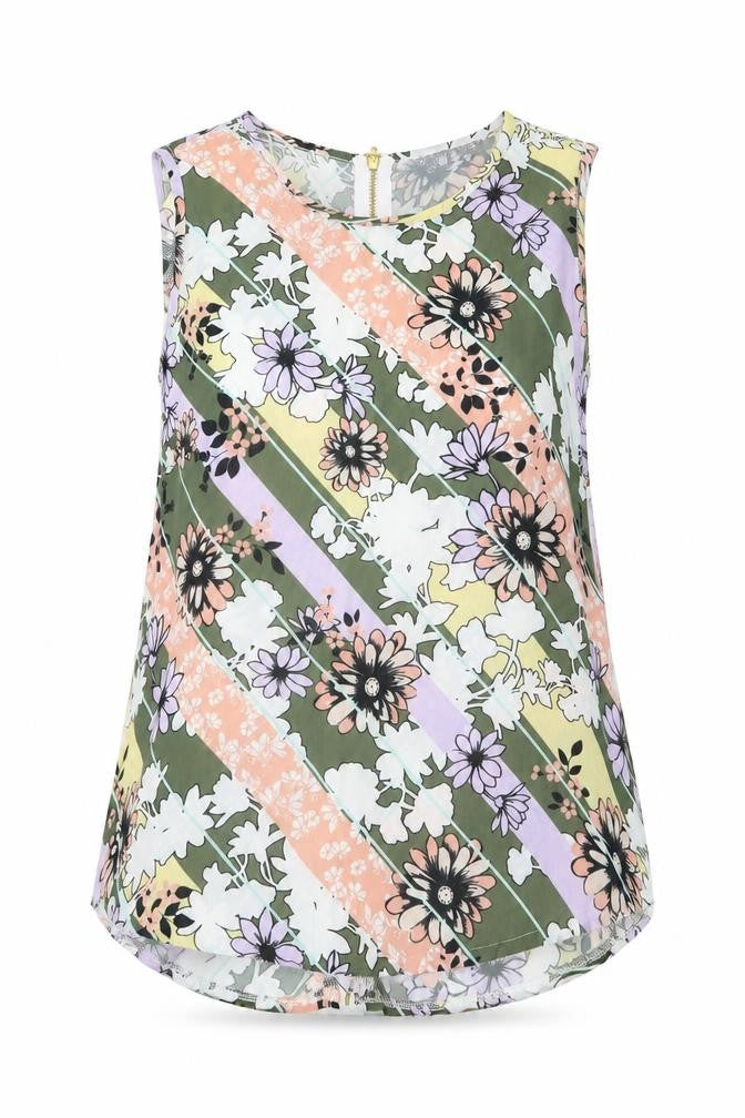 Select Womens Multicoloured Striped Chiffon Basic Blouse Size 10  - Floral