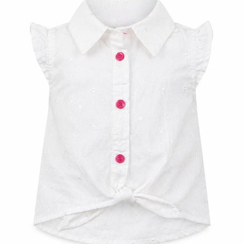 Penelope Mack Girls White Floral Woven Basic Button-Up Size 2 Years