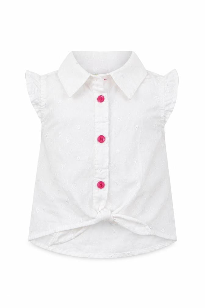 Penelope Mack Girls White Floral Woven Basic Button-Up Size 2 Years