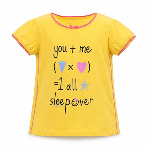 pink avenue  Girls Yellow   Basic T-Shirt Size 6 Years