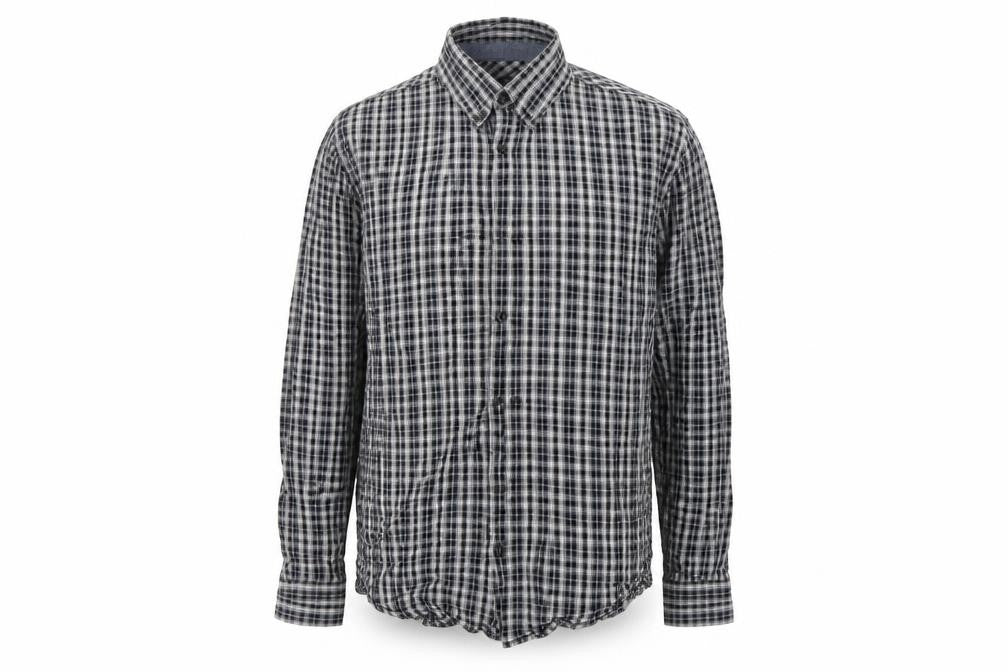 Easy Mens Black Check   Button-Up Size L
