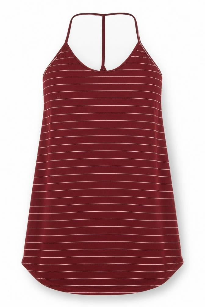 Front view of SHEIN women’s red striped tank dress, size L