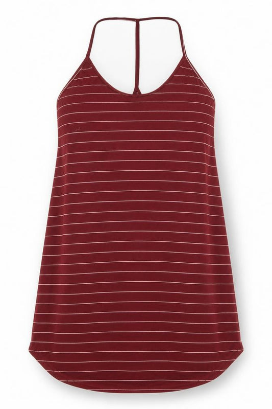 Front view of SHEIN women’s red striped tank dress, size L