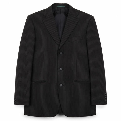 Greenwoods Mens Black Striped  Jacket Suit Jacket Size 38