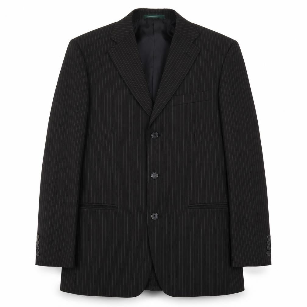 Greenwoods Mens Black Striped  Jacket Suit Jacket Size 38