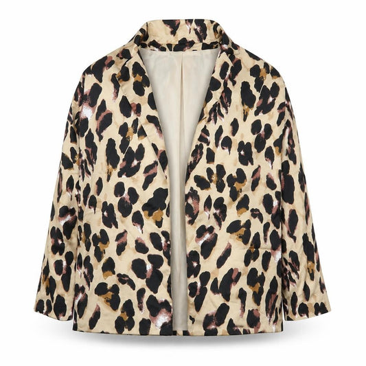 Front view of Missguided women’s beige animal print jacket, size UK 8