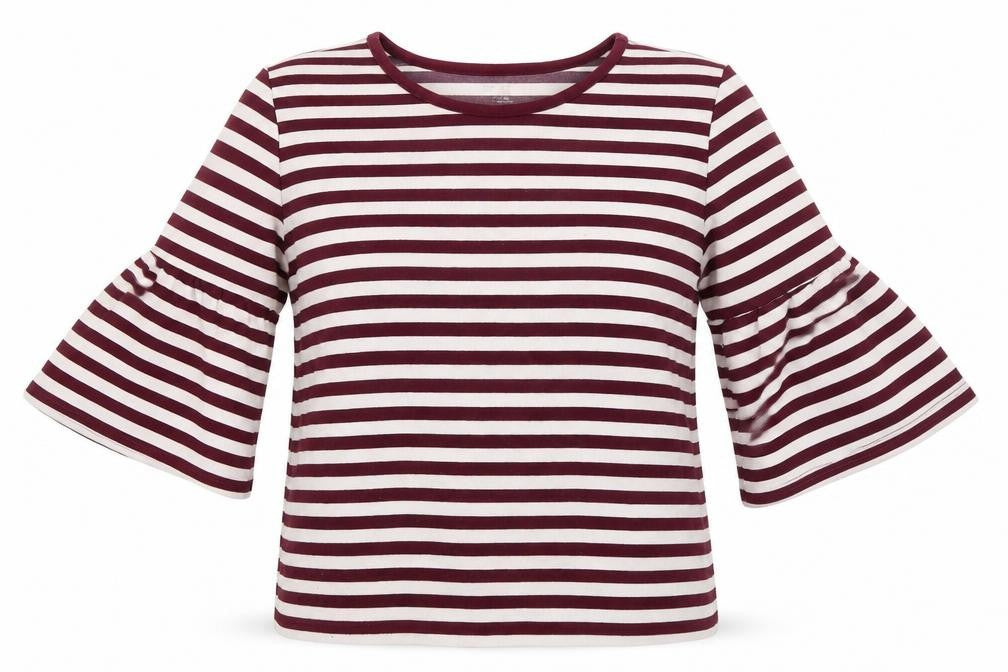 Gap Womens Red Striped  Pullover Jumper Size XS  - frill sleeve