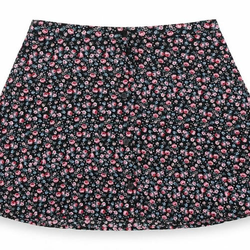 Divided Womens Black Floral  Flare Skirt Size 10