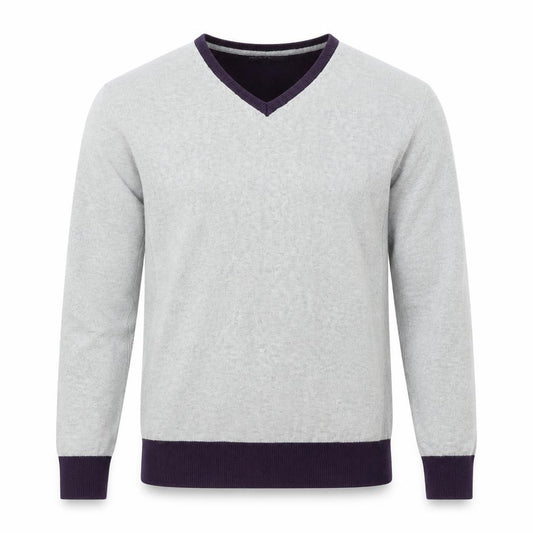 Front view of Twisted Soul men’s grey jumper, size M