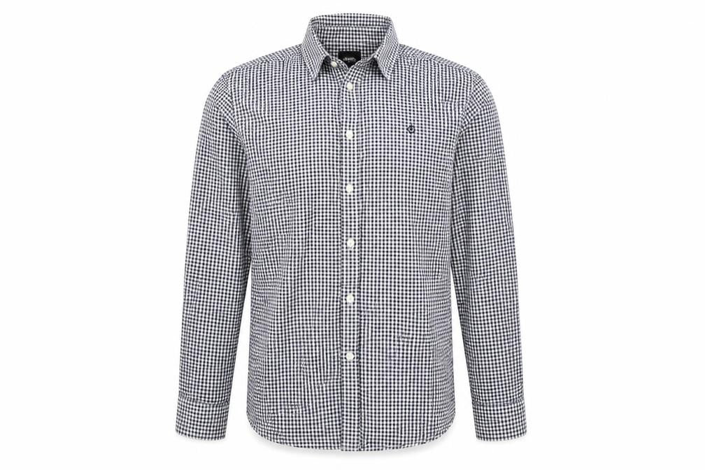 Burton Mens Black Check   Button-Up Size L