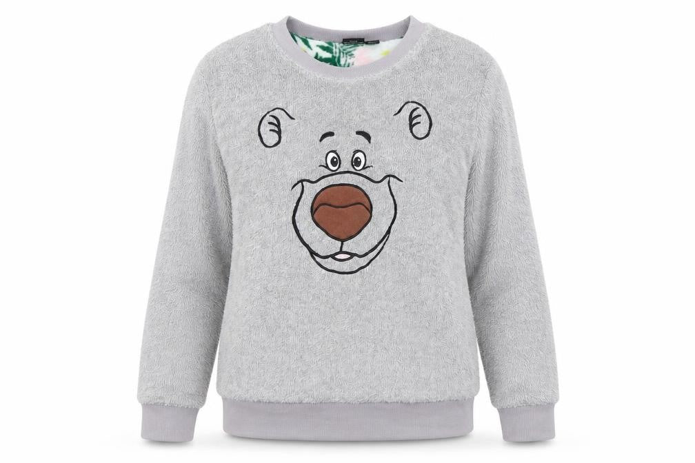 Front view of Primark women’s grey pullover sweatshirt, size UK 6, - the jungle book