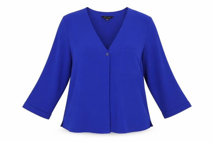 New Look Womens Blue Basic Button-Up Size 14