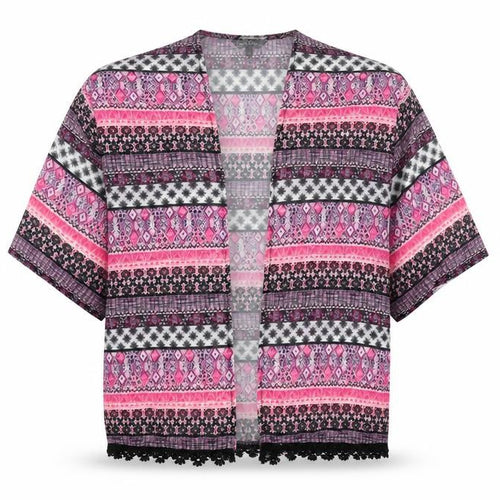 Candy Couture Girls Black Chevron  Kimono Blouse Size 12 Years  - see through