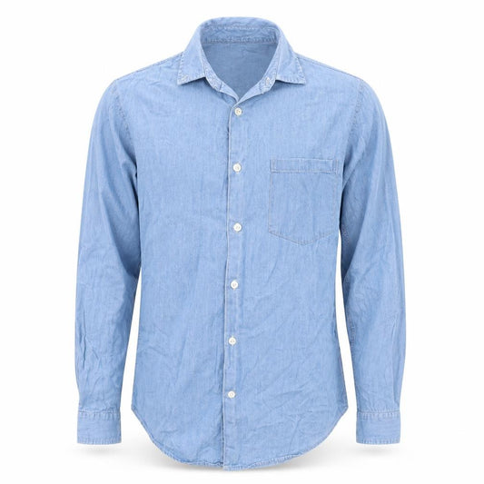 Front view of Topman men’s blue button-up, size S