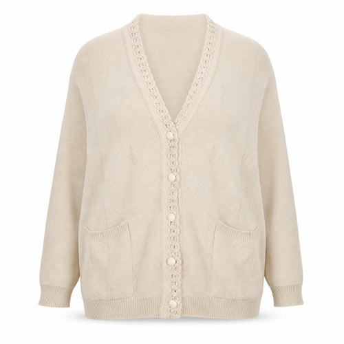 Perry Gold Womens Beige  Knit Cardigan Jumper Size XL
