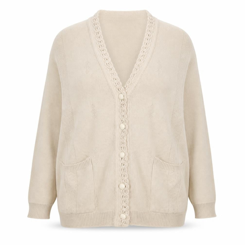 Perry Gold Womens Beige  Knit Cardigan Jumper Size XL