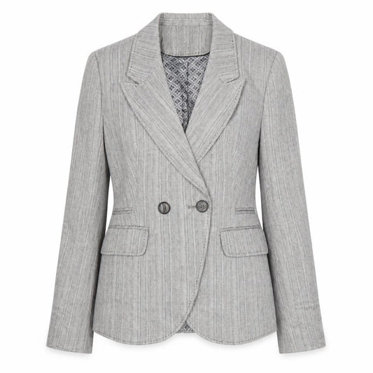 Front view of Next women’s grey jacket suit jacket, size UK 10