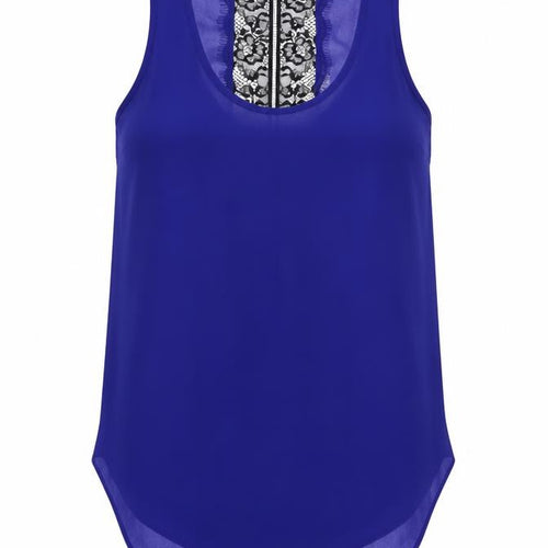 Topshop Womens Blue  Lace Basic Tank Size 8