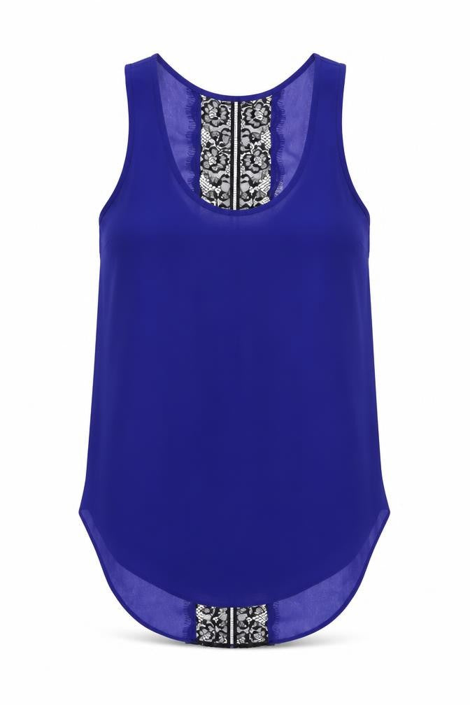 Topshop Womens Blue  Lace Basic Tank Size 8