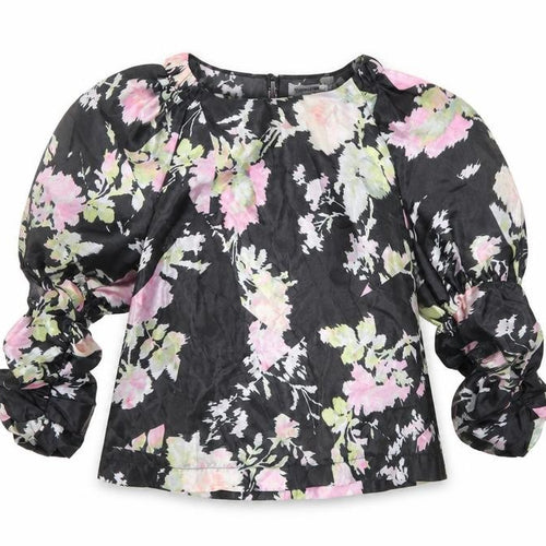Topshop Womens Black Floral  Basic Blouse Size 12