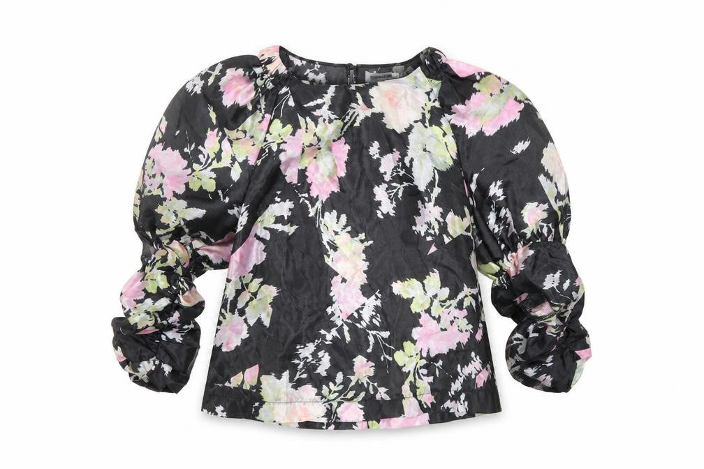 Topshop Womens Black Floral  Basic Blouse Size 12