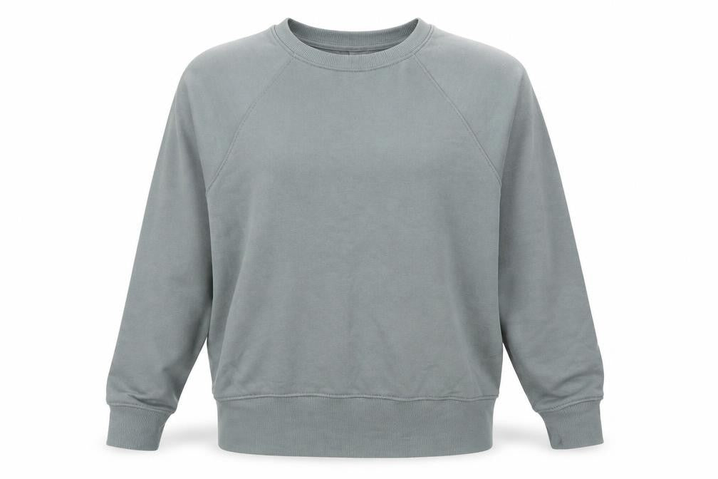 Front view of H&M women’s green pullover sweatshirt, size XS