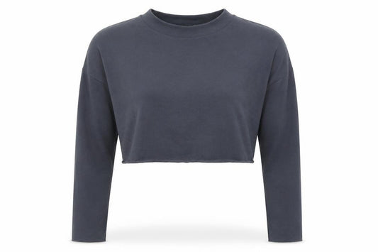 Front view of Boohoo women’s grey cropped t-shirt, size UK 12