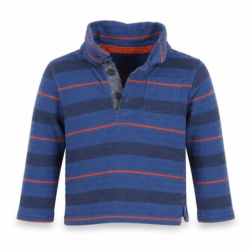 F&F Boys Blue Striped  Basic Polo Size 12-18 Months