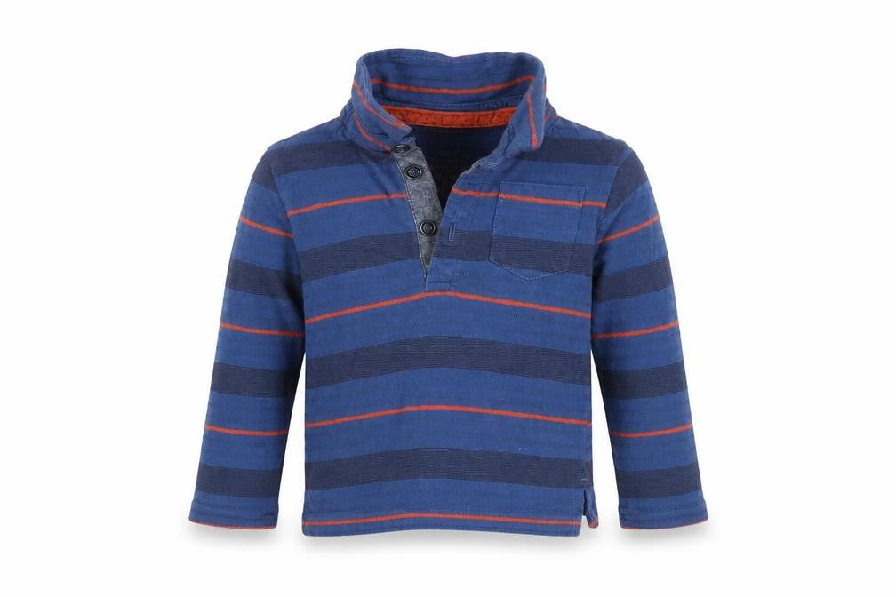 F&F Boys Blue Striped  Basic Polo Size 12-18 Months