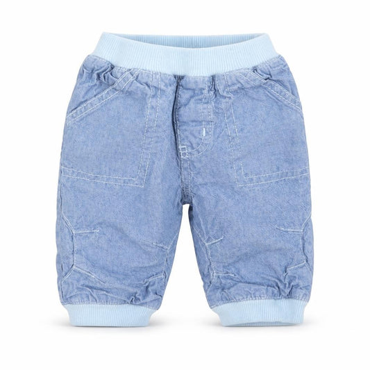 Front view of Preworn boys’ blue trousers outfit/set, size 0-3, months