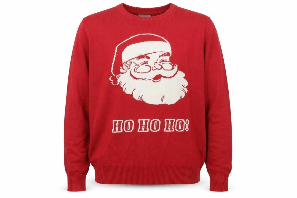 George Mens Red  Knit Pullover Jumper Size M  - Santa Ho Ho Ho