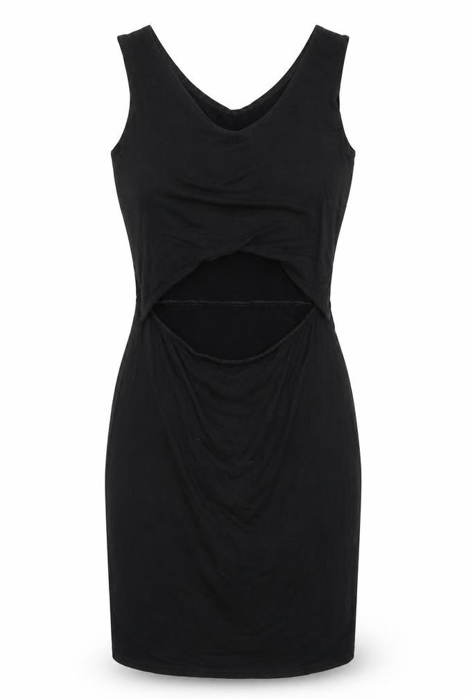 Boohoo Womens Black  Jersey Bodycon  Size 10  - Cut out front