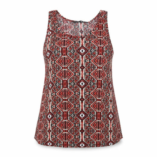 Front view of Atmosphere women’s red geometric jersey camisole tank, size UK 6
