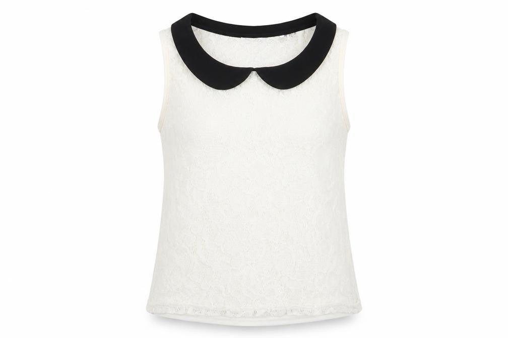 Jennyfer Womens White  Lace Basic Tank Size S