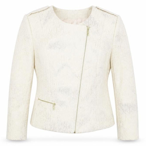 Definitions Womens Beige Geometric  Jacket Blazer Size 16