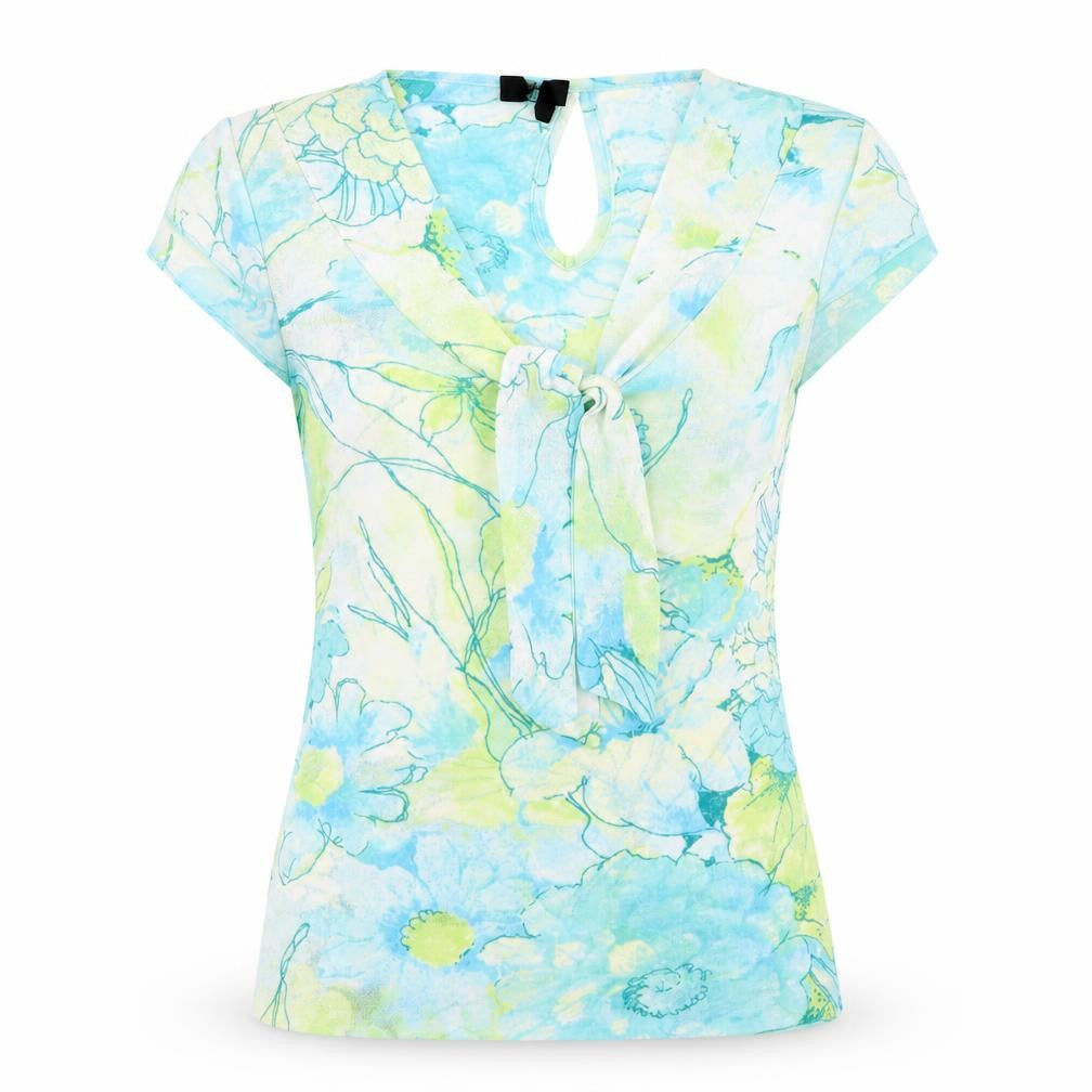 Preworn Womens Blue Floral  Basic Blouse Size 12