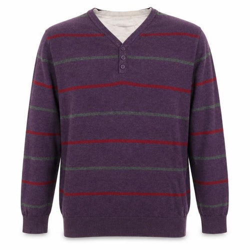Atlantic Bay Mens Purple Striped  Pullover Jumper Size XL