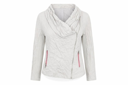 Front view of New Look women’s beige jacket, size UK 12