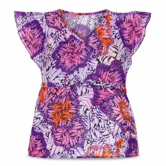 Front view of F&F women’s multicoloured floral camisole blouse, size UK 14